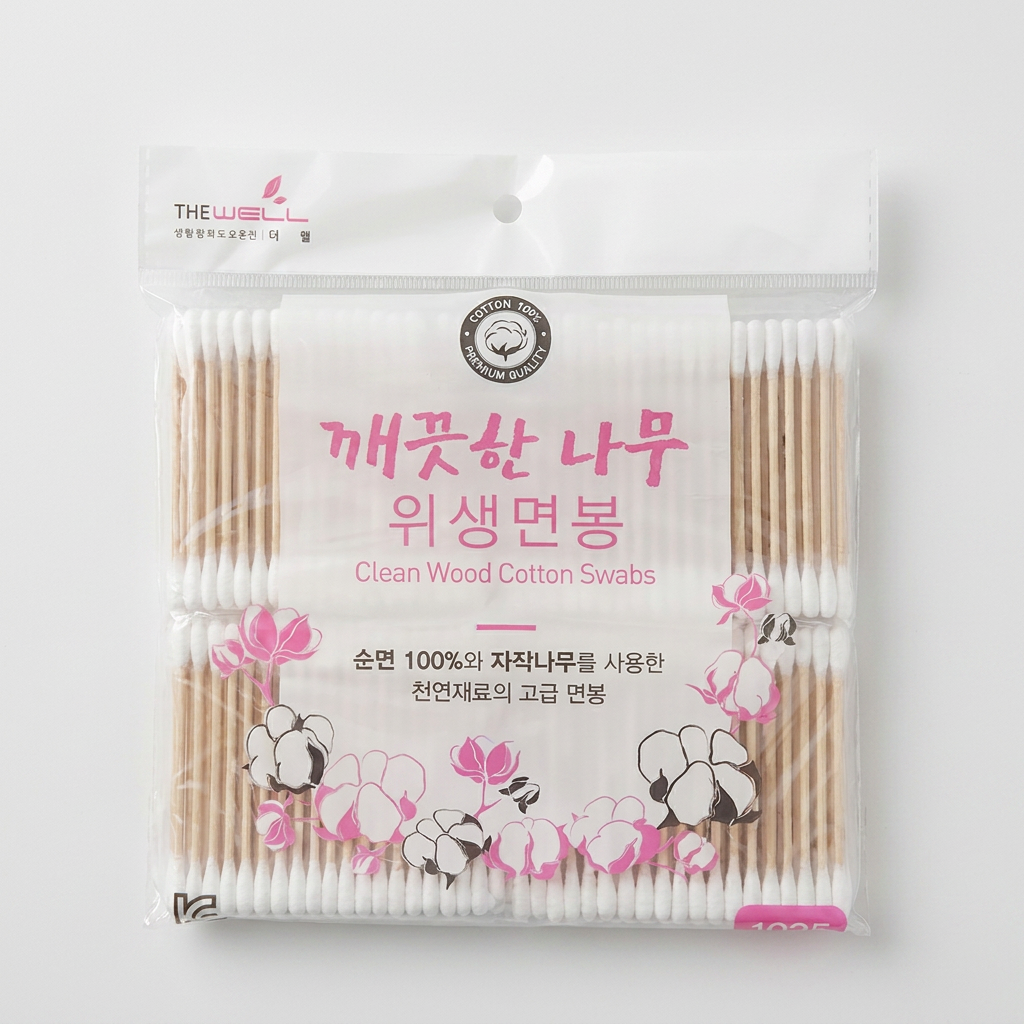 더웰 깨끗한 나무 위생 면봉, 400개입, 1개
