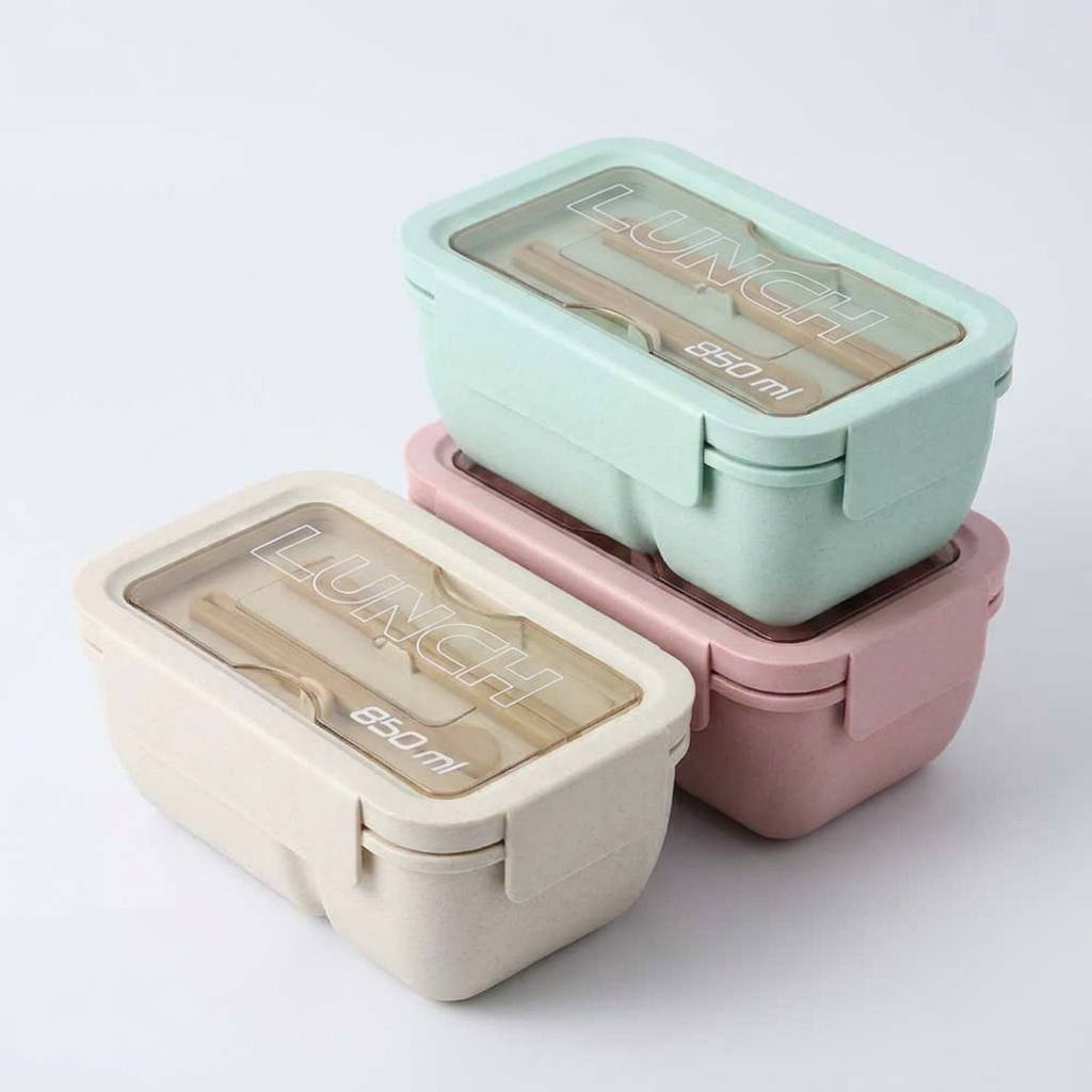 런치박스 직사각, 베이지, 850ml, 1개