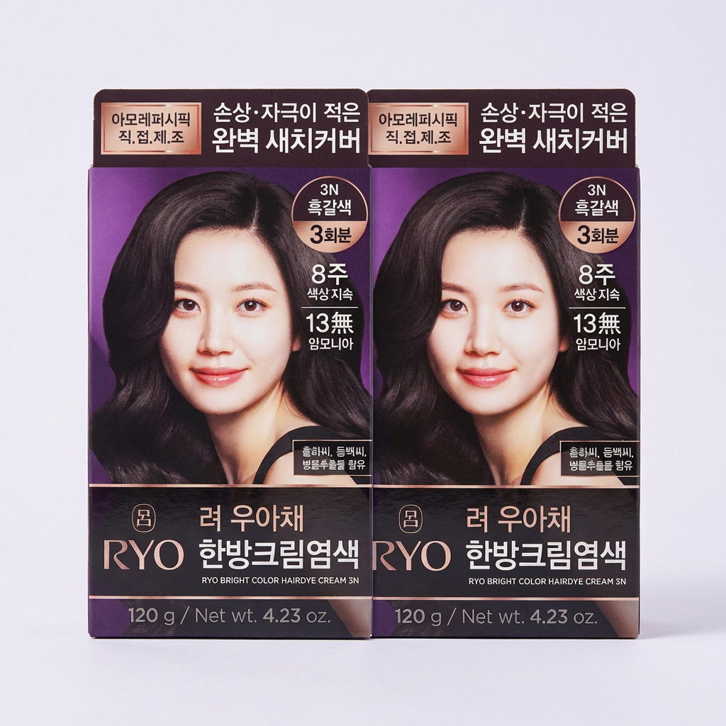 려 우아채 한방크림염색, 흑갈색3N, 120g, 2개