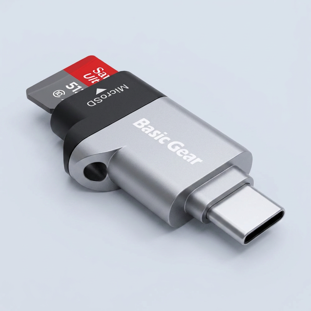 베이직기어 C타입 USB 3.2 OTG 마이크로 SD카드리더기, 혼합색상, 1개