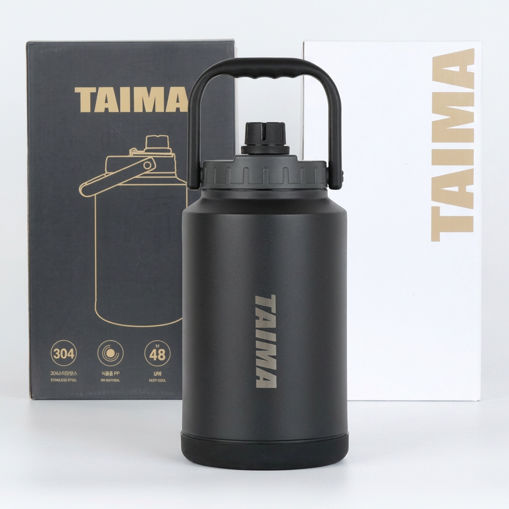 타이마 대용량 워터저그 진공보온병, 블랙, 3800ml, 1개