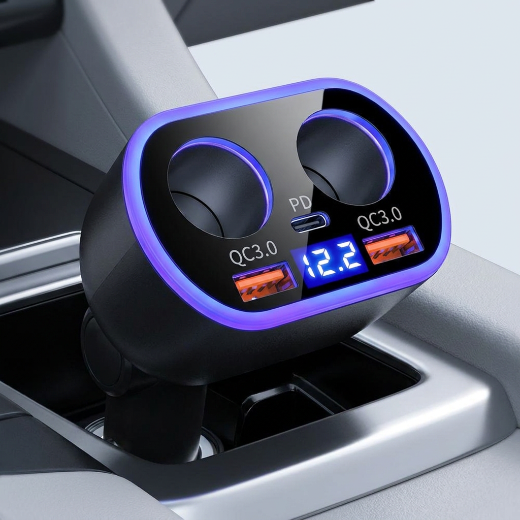 C타입 충전기 차량용 5구 시거잭 고속충전기, C77, USB-C, QC3.0, 12V/24V, 1개