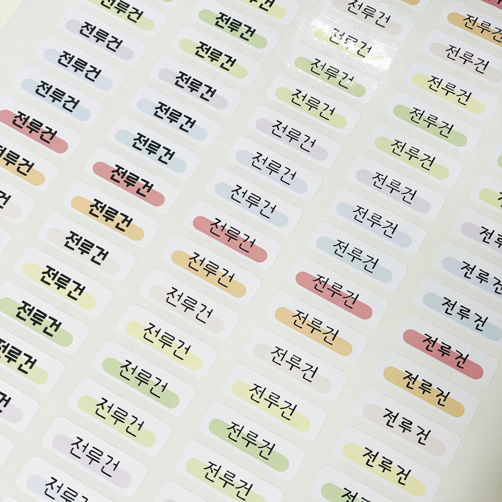 방수 네임스티커, 2번글씨, 1장, 105매입