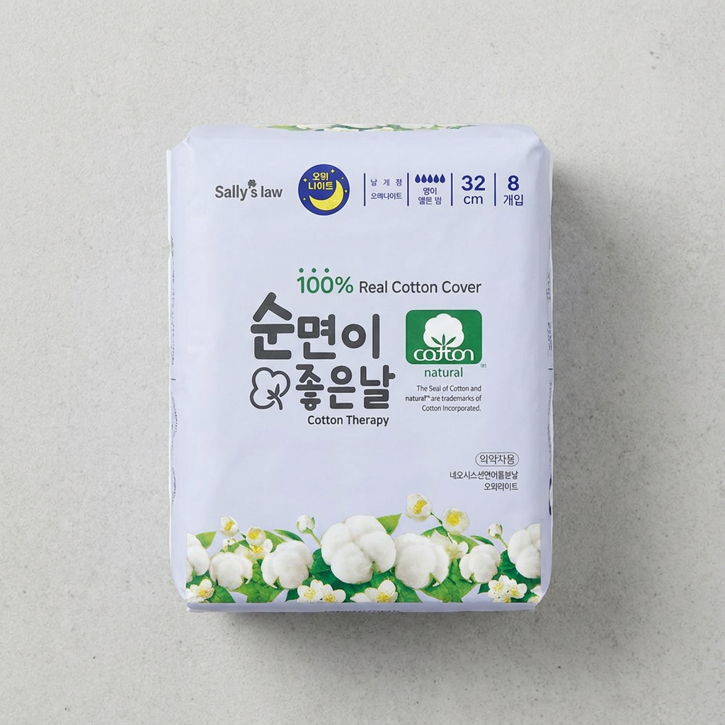 샐리의법칙 트리플 순면이좋은날 생리대, 오버나이트, 8매, 5팩