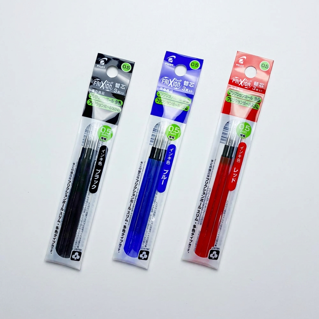 파이롯트 프릭션 슬림 3색 지워지는 볼펜 리필심 0.5mm, 블루, 3본입, 1개