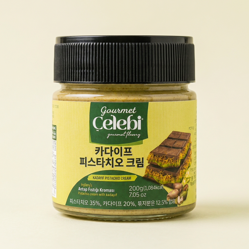 첼레비 카다이프 피스타치오 스프레드 크림 두바이 잼, 200g, 1개