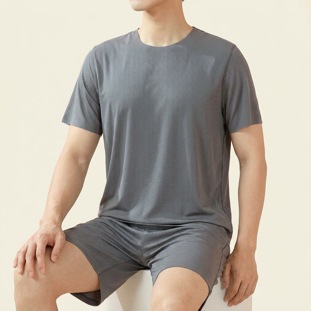 남성 냉감 상하반팔 잠옷세트 홈웨어 시원하고 편한 잠옷, 그레이, 2XL(105-110)