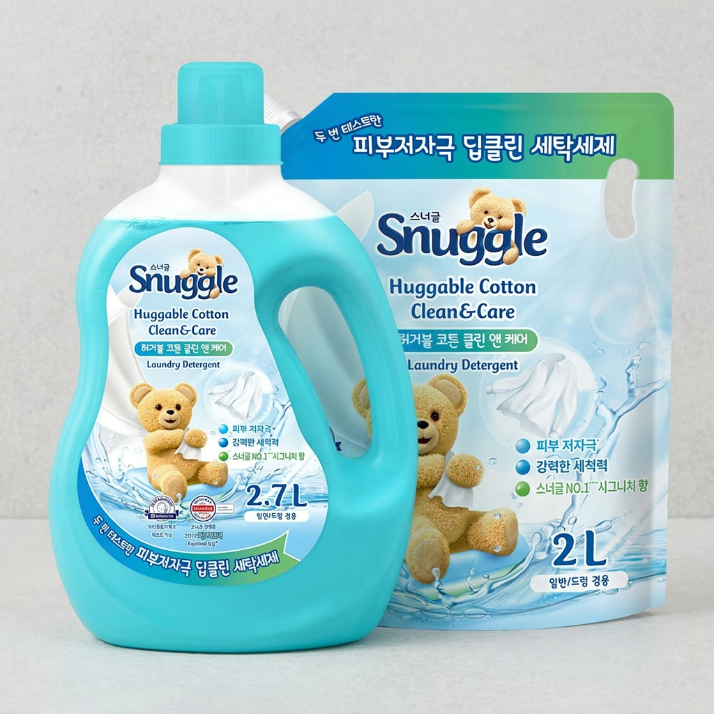 스너글 허거블 코튼 클린앤케어 세제, 본품 2.7L + 리필 2L, 4.7L, 1세트
