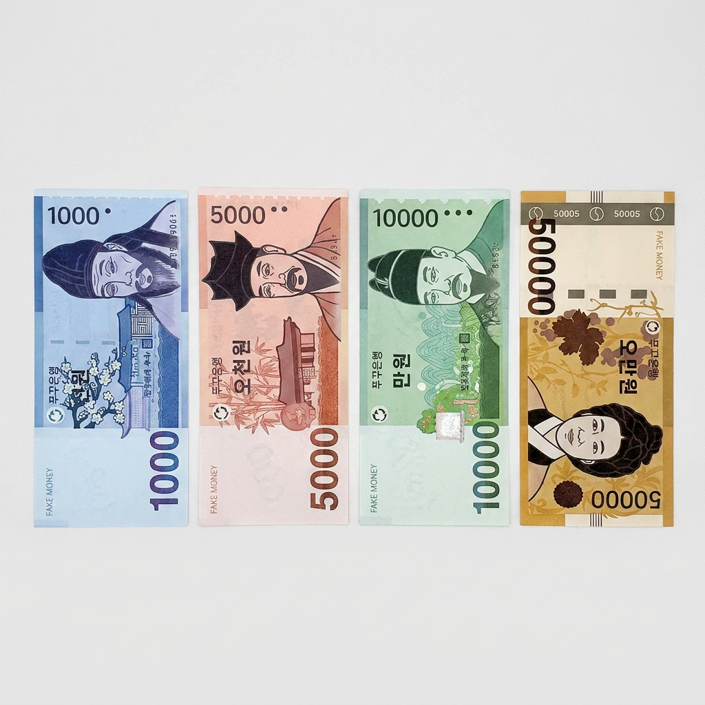 푸꾸푸꾸 페이크머니 가짜돈 용돈박스 현금 이벤트 예산 저축 머니건 지폐, 각 10장 세트, 40장, 1개 상품 이미지