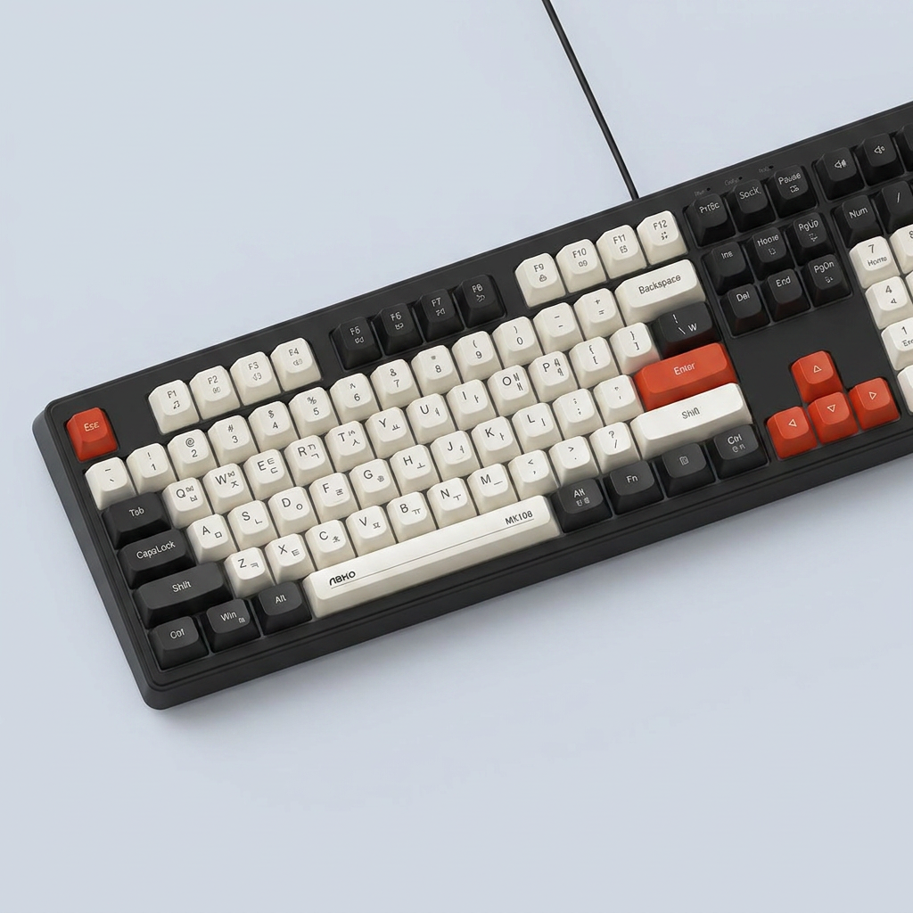 앱코 MK108 저소음 멤브레인 게이밍 키보드, 블랙, 1개