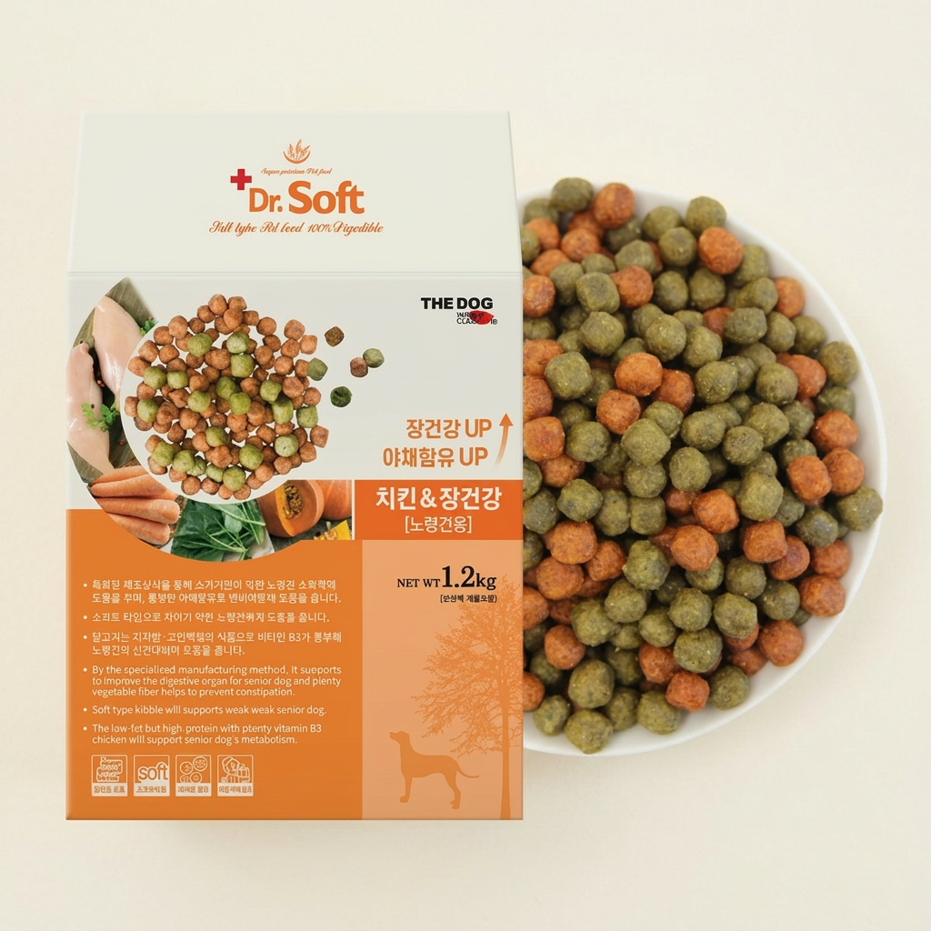 더독 닥터소프트 치킨&장건강 노령견용, 닭+야채, 1.2kg, 1개