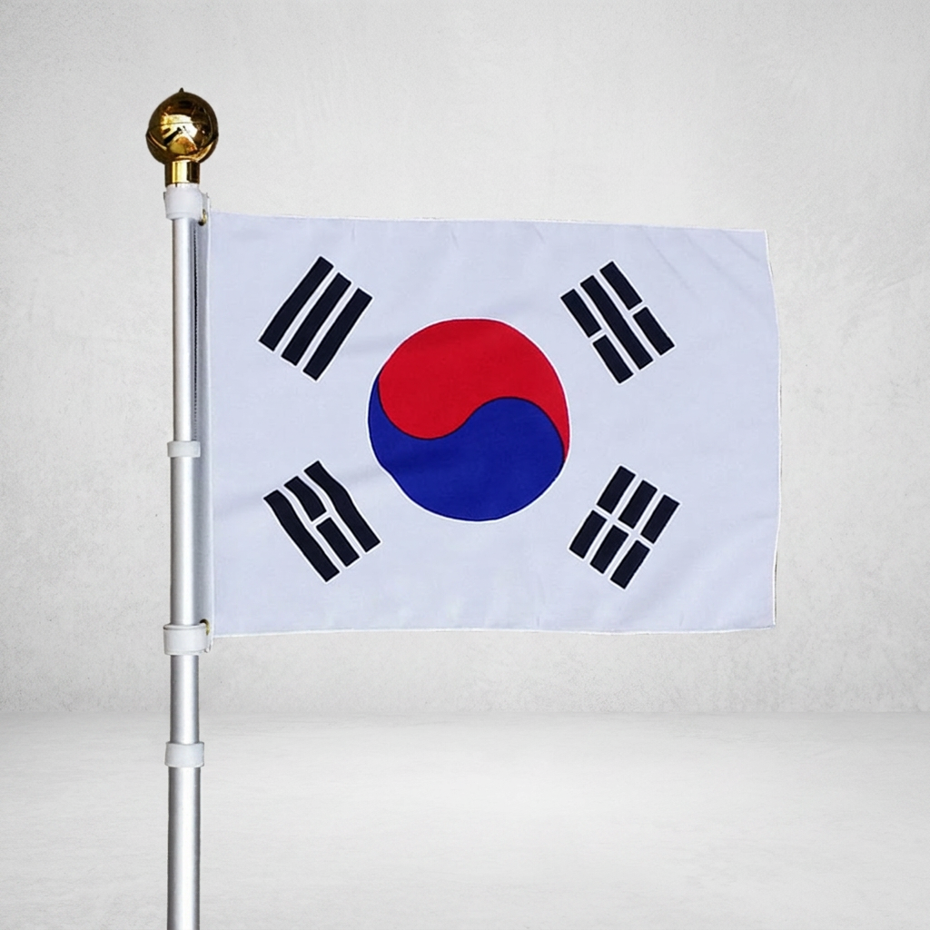 알루미늄 2단 회전깃대 태극기세트, 혼합생상, 1개
