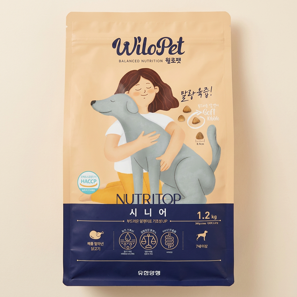 유한양행 윌로펫 뉴트리탑 시니어 말랑육즙 소프트사료, 7세이상, 닭, 1.2kg, 1개
