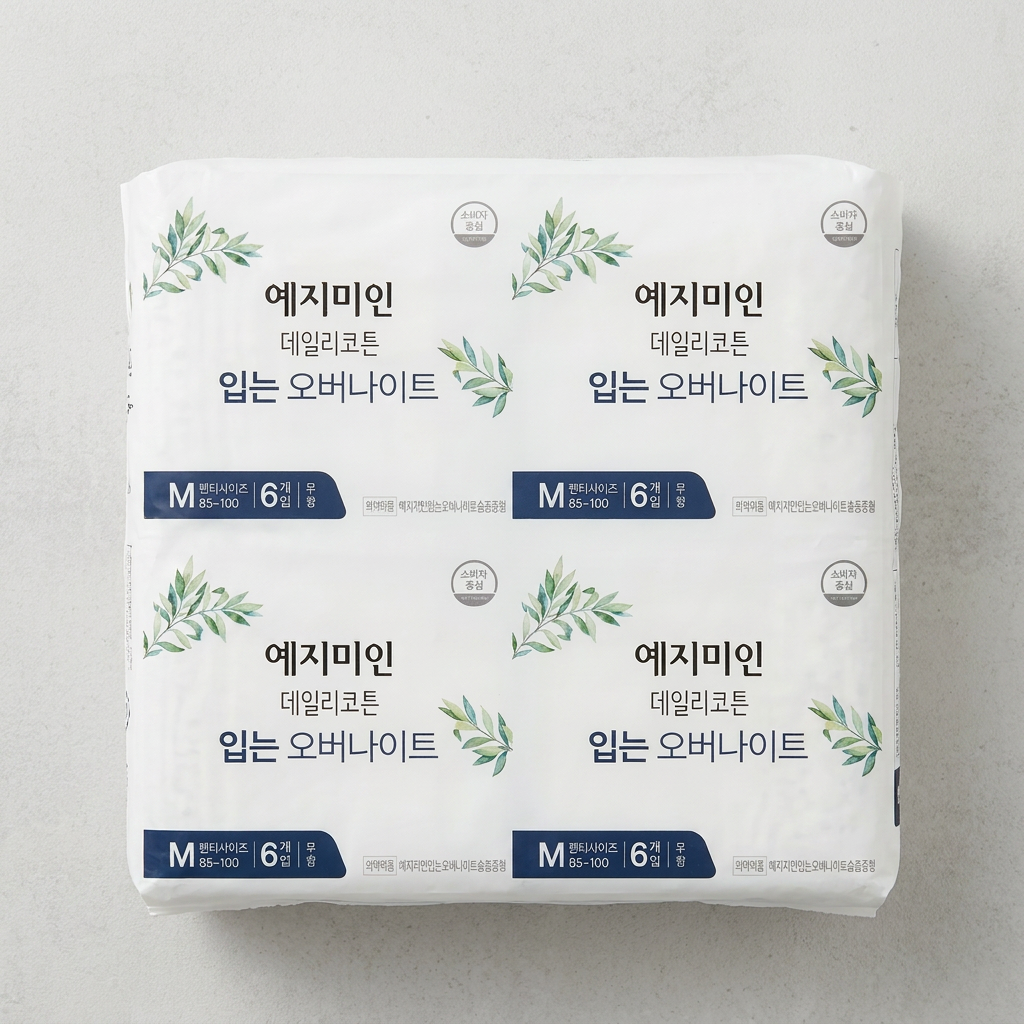 예지미인 데일리코튼 입는 오버나이트, 중형, 6개입, 4팩