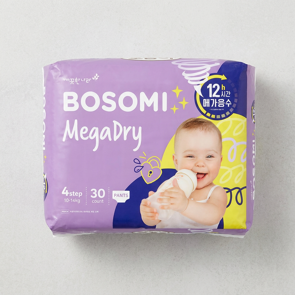 보솜이 기저귀 NEW 메가드라이 팬티 대형, 30매, 4팩