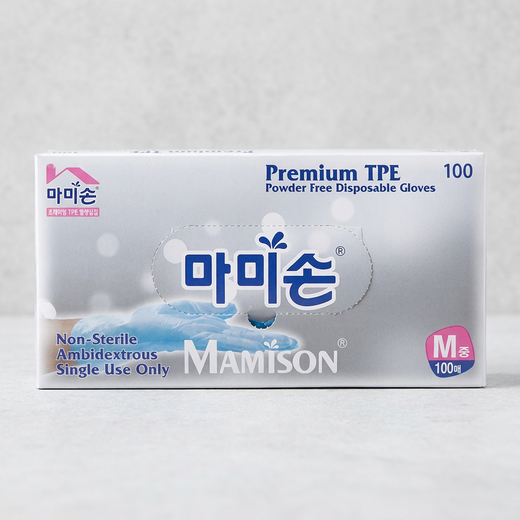 마미손 TPE 위생장갑, 투명 , M중, 100매, 1개