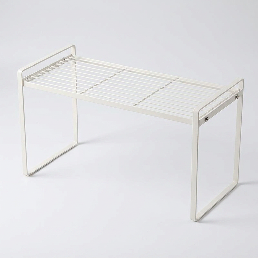 베러바이즈 다용도 주방 싱크대 정리 미니 선반 철재, 화이트, 33x21x18cm, 1개