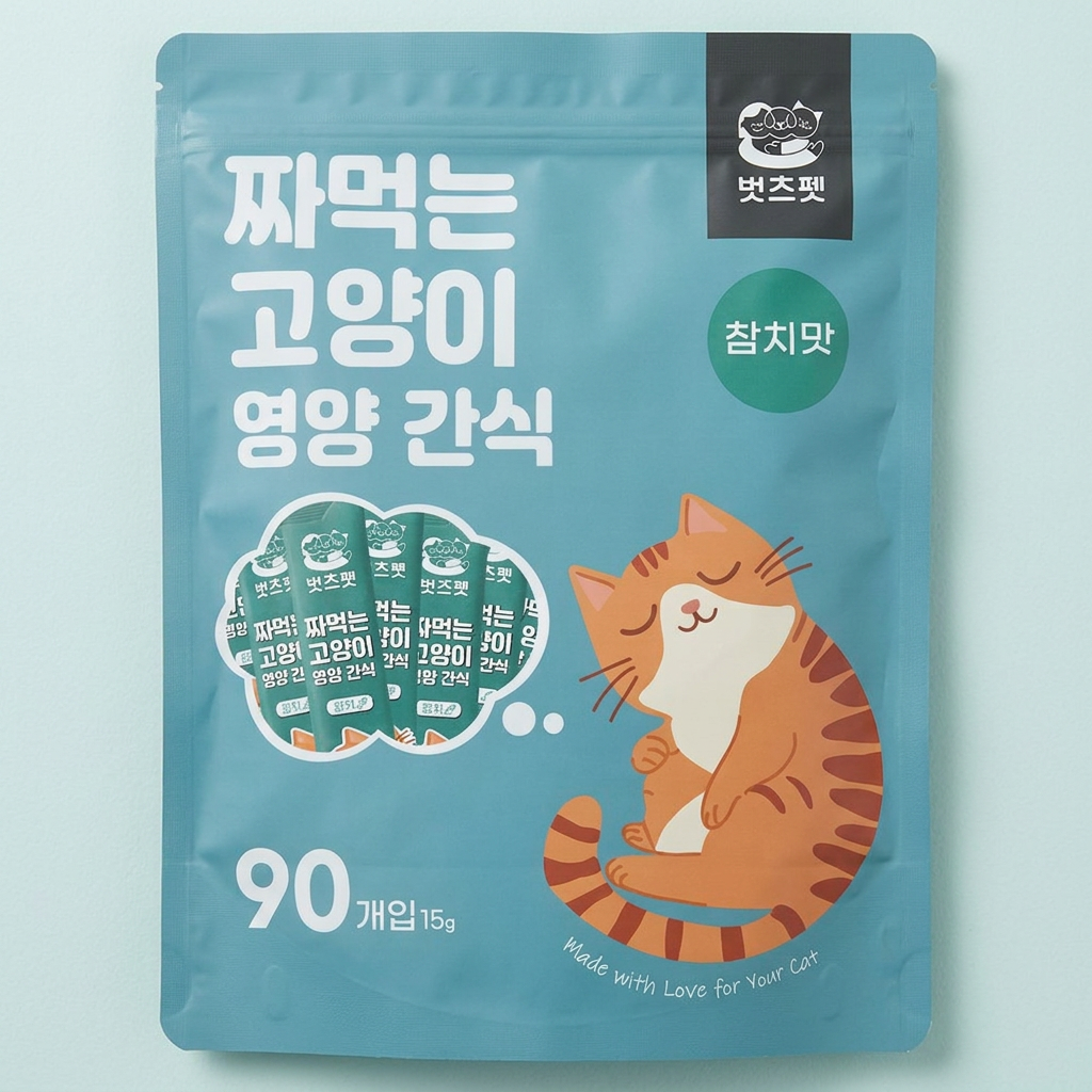짜먹는 고양이 간식 스틱형, 참치, 15g, 90개입, 1개