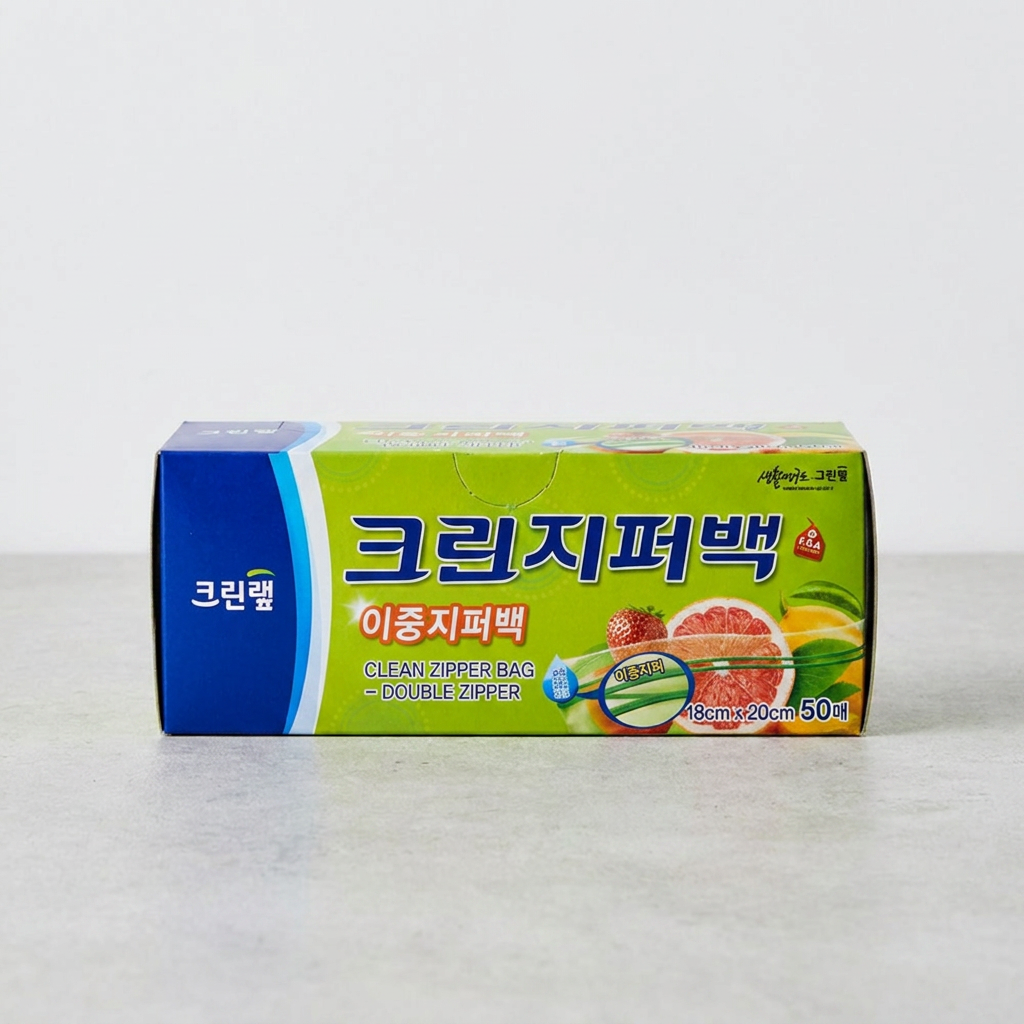 크린랩 크린 이중 지퍼백, 18cm x 20cm, 50매