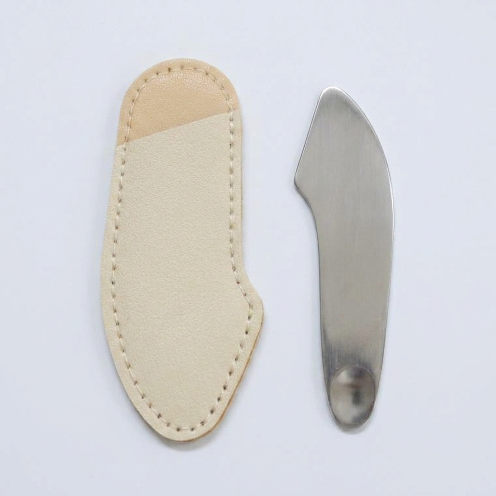 온코 스테인리스 미니 메이크업 양면팁 스파츌라, 파우치 포함, 1개