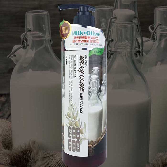 아스파시아 밀키 올리브 헤어에센스, 500ml, 1+1 구성, 총 2개