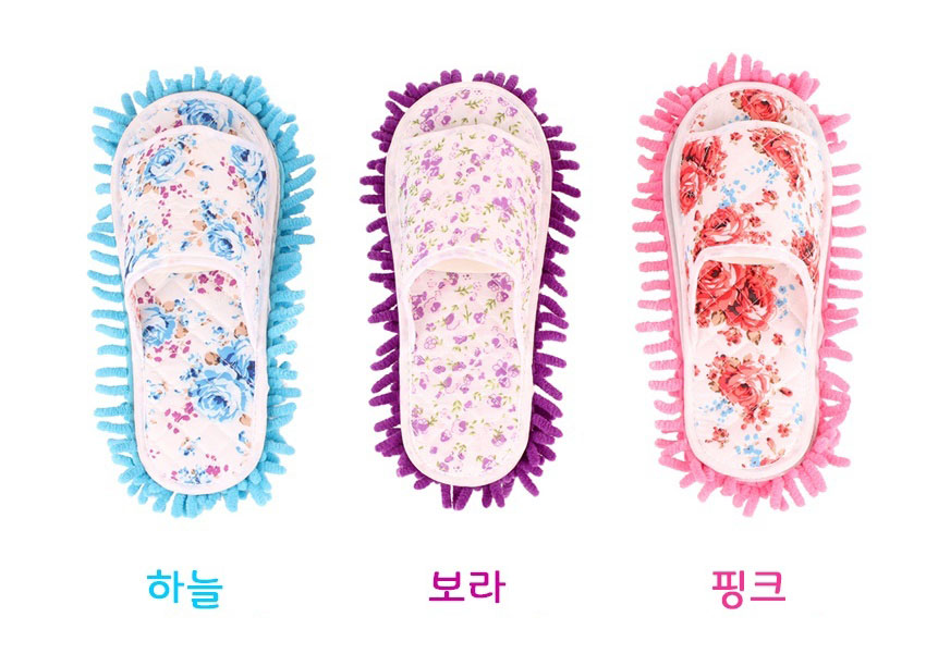플라워 탈부착 청소 슬리퍼, 핑크 1개 + 랜덤 1개, 2개 상세 이미지 5