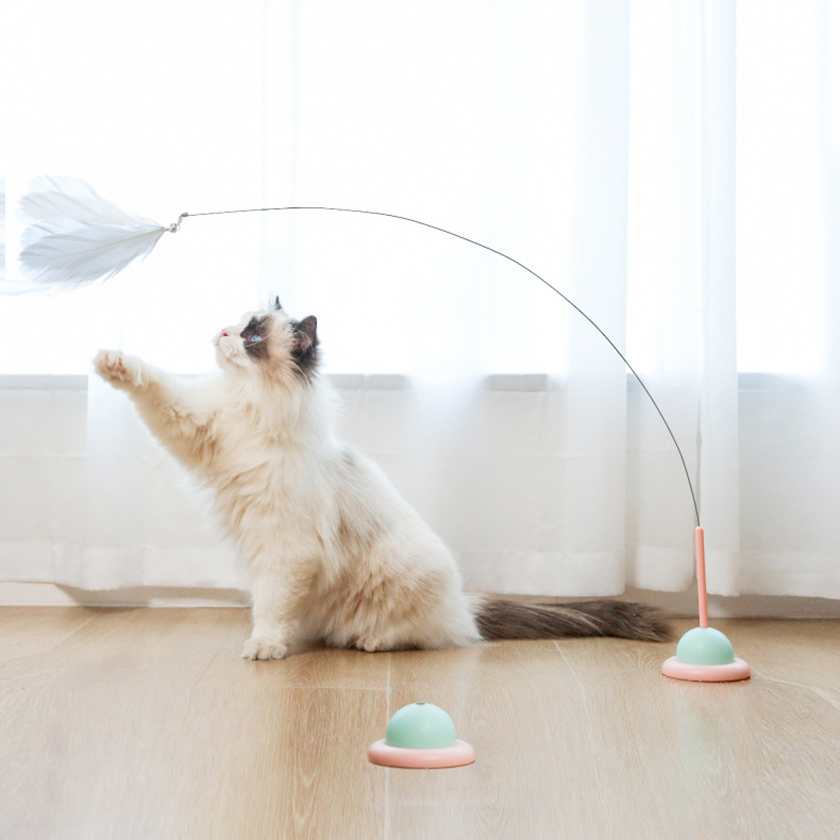 미우프 고양이 깃털 낚시대 UFO 장난감, 그린, 1개