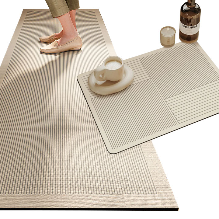 규조토 매트, 베이지 스트라이프 L, 40x120cm, 1개
