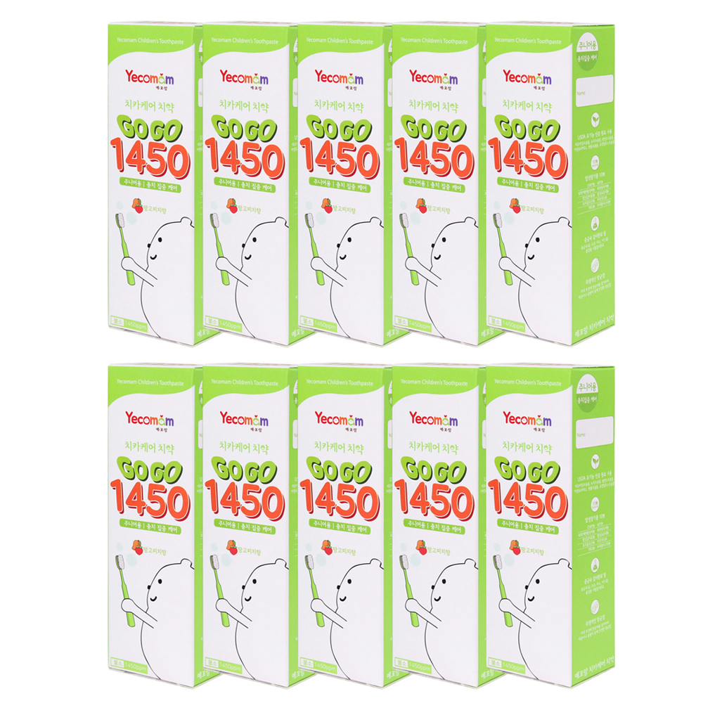 예꼬맘 고고 1450 어린이 치약, 망고피치향, 60g, 10개입
