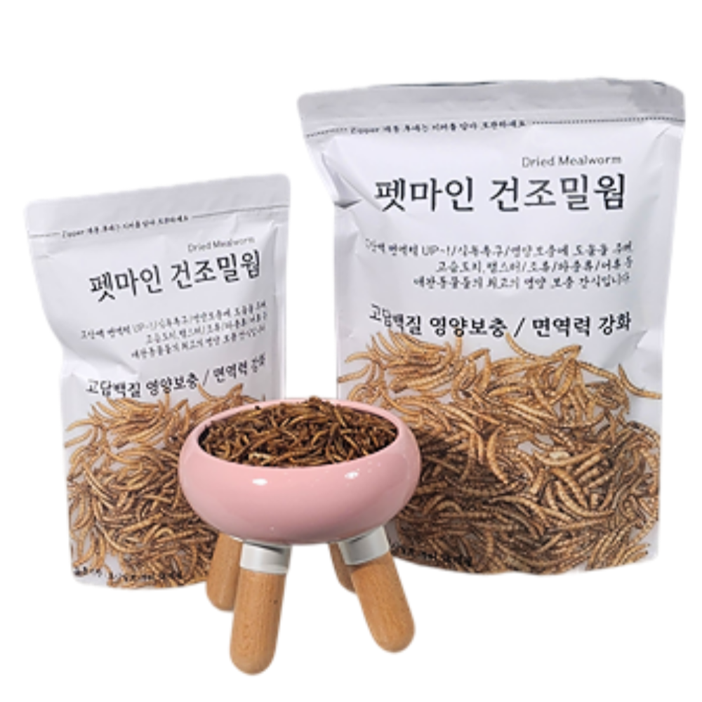 펫마인 건조 밀웜, 햄스터, 고슴도치, 도마뱀, 앵무새, 슈가글라이더, 500g, 1개
