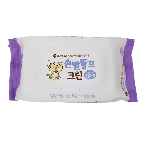 펫크린 손발똥꼬 크린 캡형 애견 물티슈, 80매입, 5개