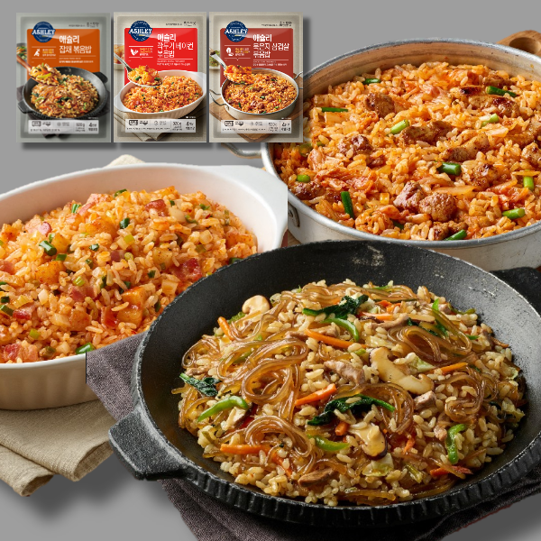 애슐리 볶음밥, 깍두기 베이컨 230g 4봉 + 묵은지 삼겹살 230g 4봉 + 잡채 230g 4봉, 12봉