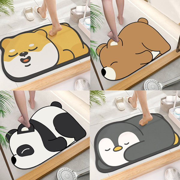 애니멀 규조토 발매트, 곰 1개 + 펭귄 1개, 2개
