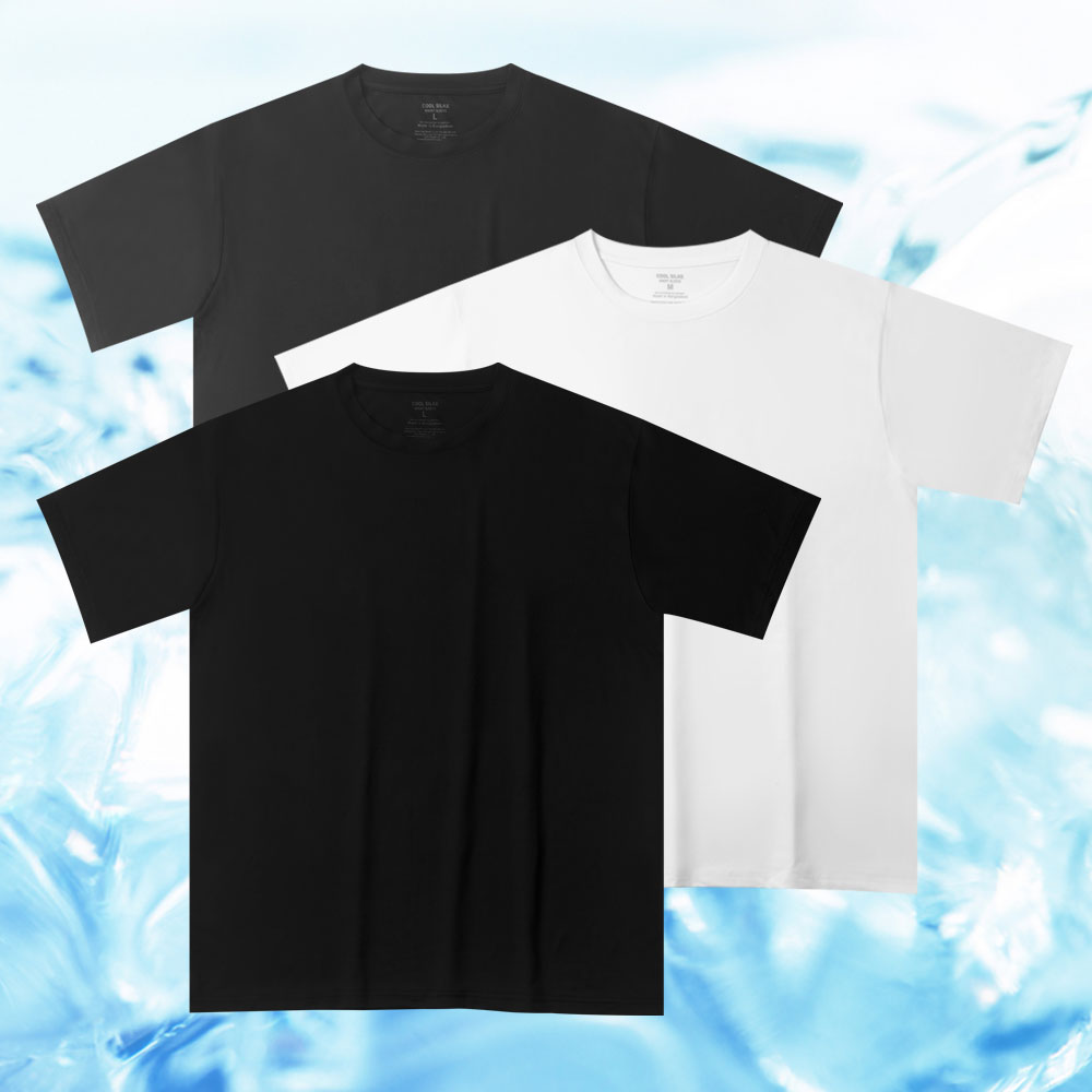 쿨실키 무지 반팔 기능성 티셔츠 블랙 L