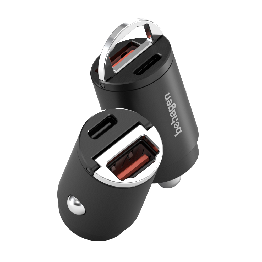 비하겐 차량용 시거잭 고속 충전기, TWID-CAR45, 12V/24V, 매립형 초미니 2포트, 블랙, 1개