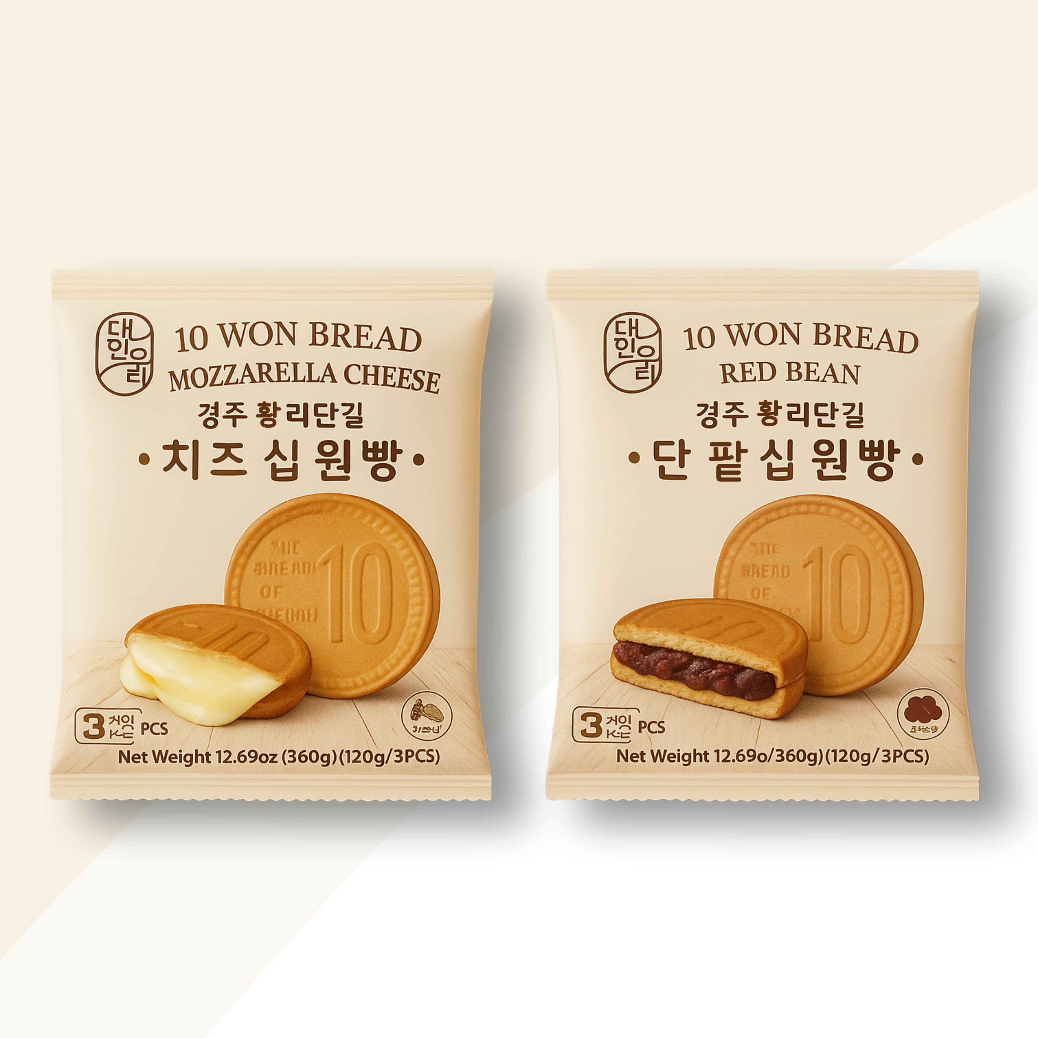 대한우리 경주 황리단길 십원빵, 치즈 120g 3개 + 단팥 120g 3개, 6개 토스쇼핑 특가