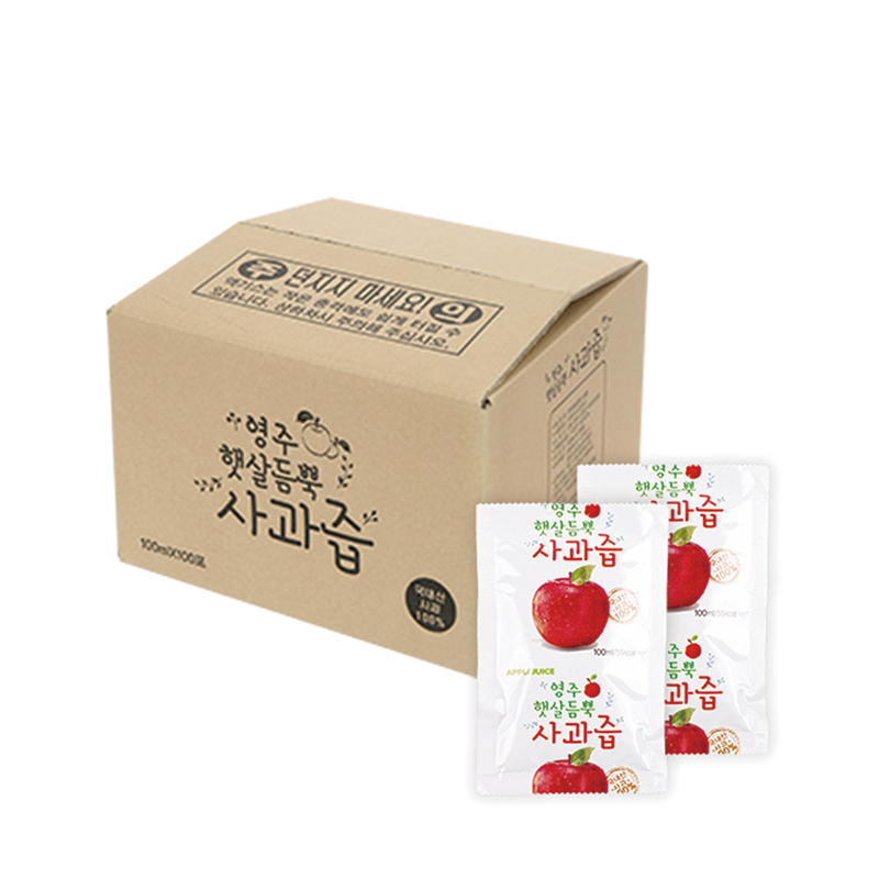 [토스쇼핑] 영주 햇살듬뿍 사과즙, 100ml, 100개