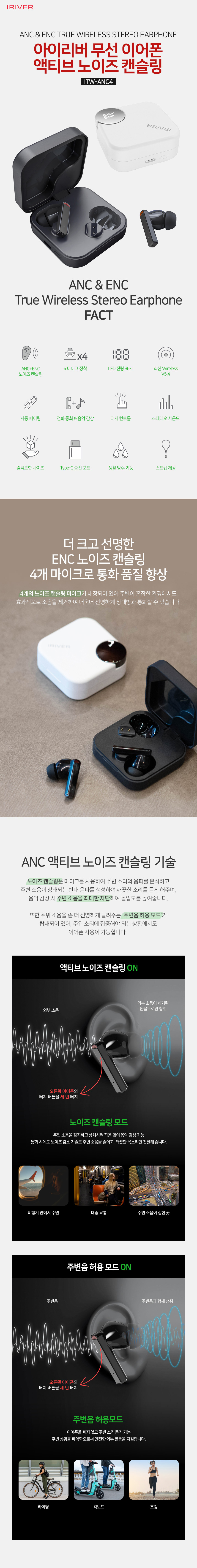 아이리버 노이즈캔슬링 블루투스 무선이어폰, ITW-ANC4, 화이트, 1개 상세 이미지 1