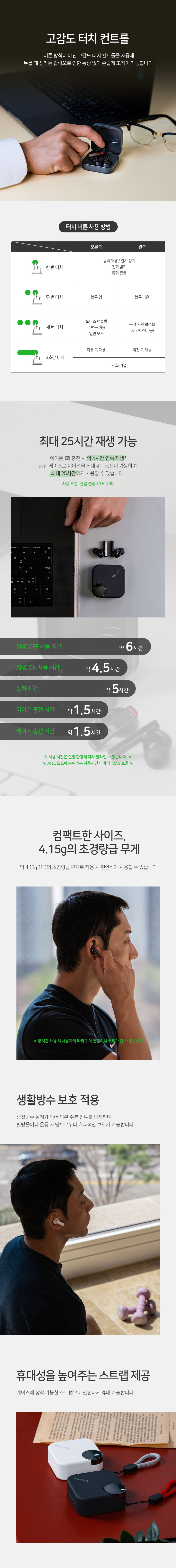 아이리버 노이즈캔슬링 블루투스 무선이어폰, ITW-ANC4, 화이트, 1개 상세 이미지 3