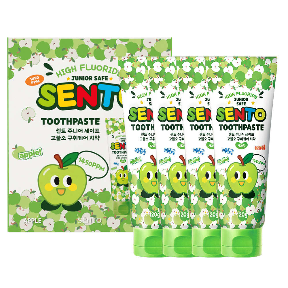 센토 주니어 세이프 구취케어 치약 사과향, 120g, 4개 상품 이미지 1