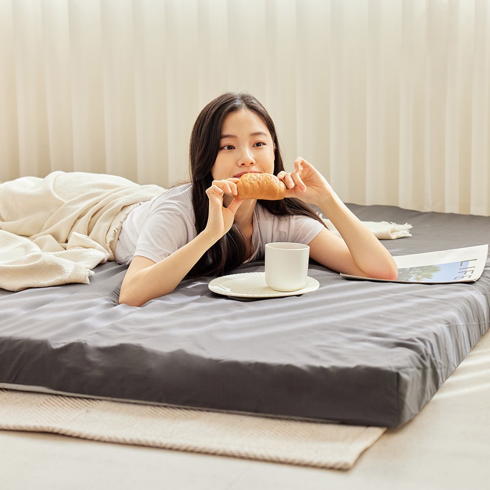 따잠 12존 폴딩 침대 토퍼 매트리스, 차콜, 퀸, 7cm