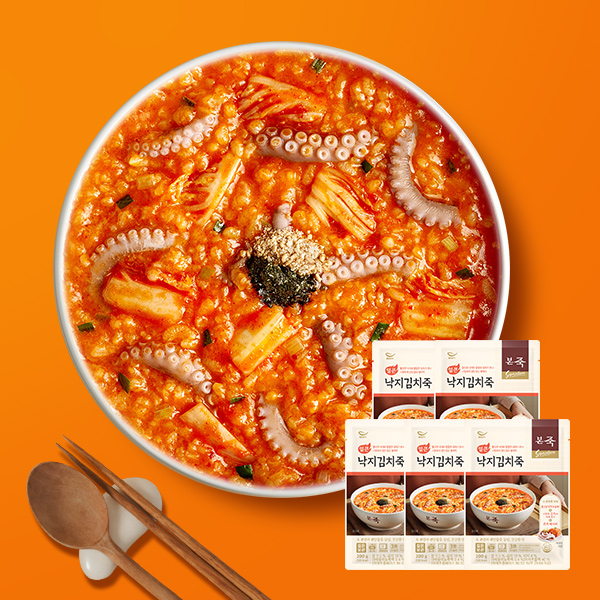본죽 상온죽, 얼큰낙지김치죽, 200g, 5개
