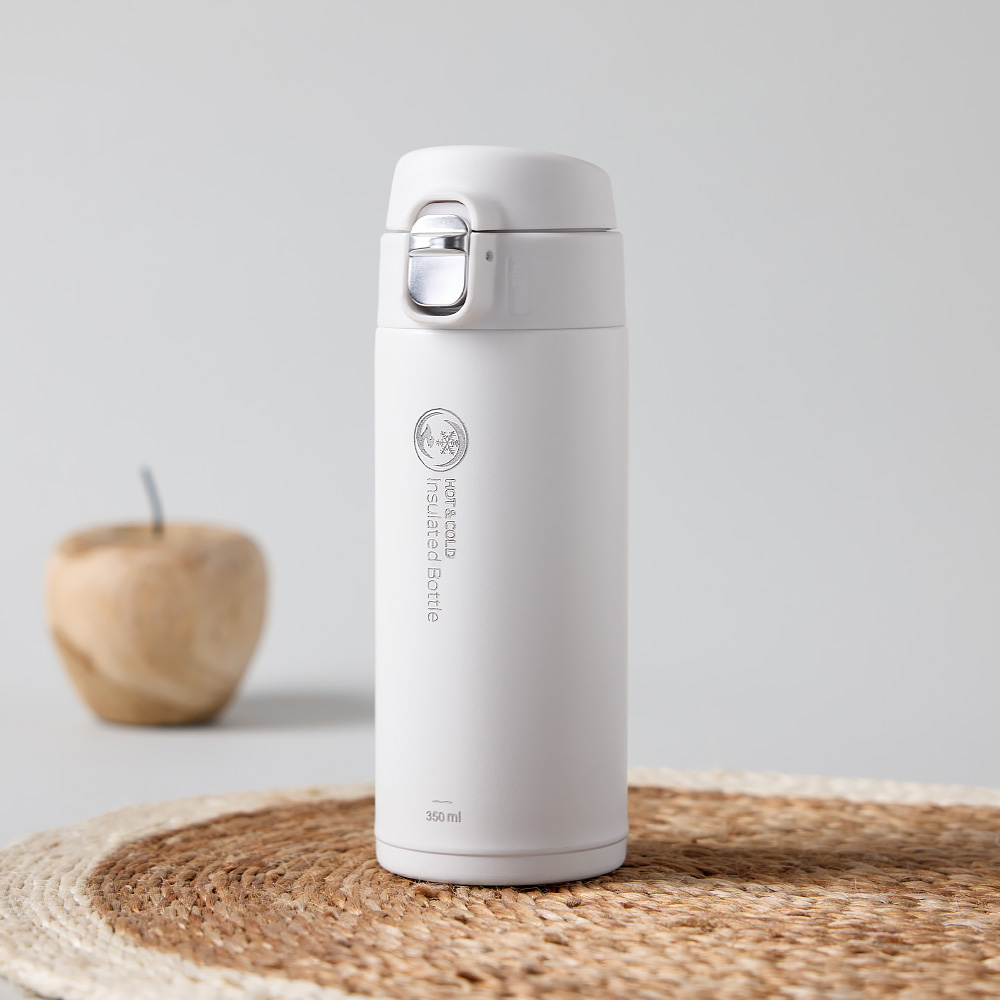 리벤스 원터치 보온보냉 스텐 보틀 텀블러, 화이트, 350ml, 1개