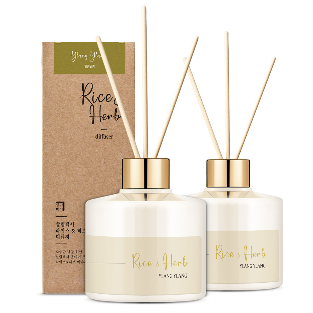 살림백서 라이스 앤 허브 디퓨저, 일랑일랑, 200ml, 2개입