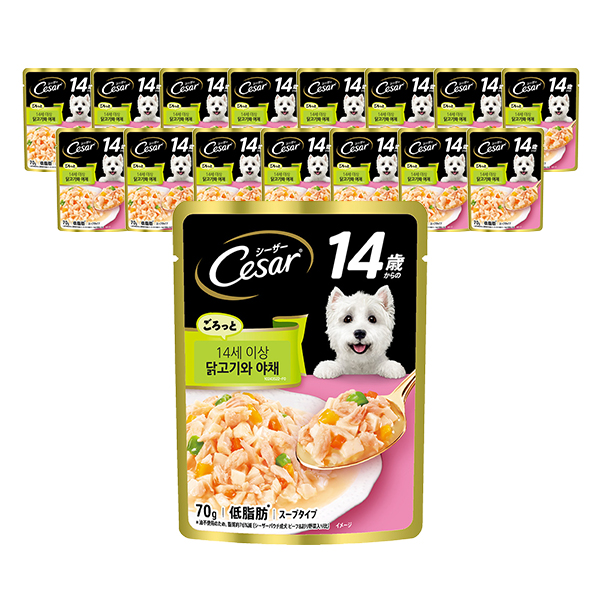 시저 파우치, 시니어 닭고기와 야채, 70g, 16개입, 1개
