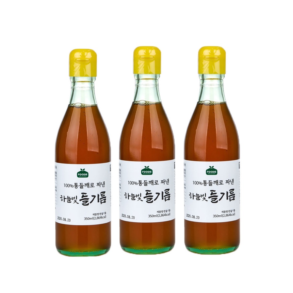 푸디헤븐 하늘빛 들기름, 350ml, 3병
