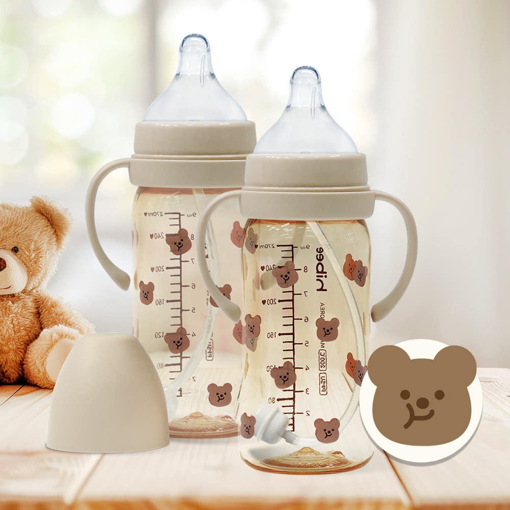 하이비 PPSU 에잇벤트 손잡이 빨대 젖병 샌드, 볼빵곰샌드, 270ml, 2개
