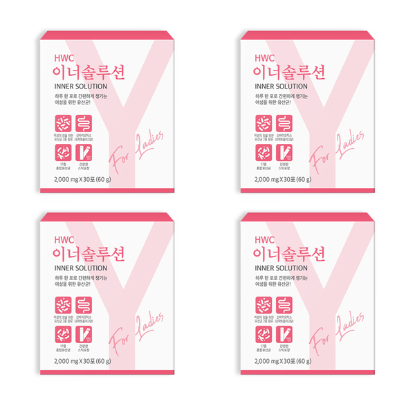 HWC 이너솔루션 질 유래 유산균, 2g, 30포, 4박스 상품 이미지 1