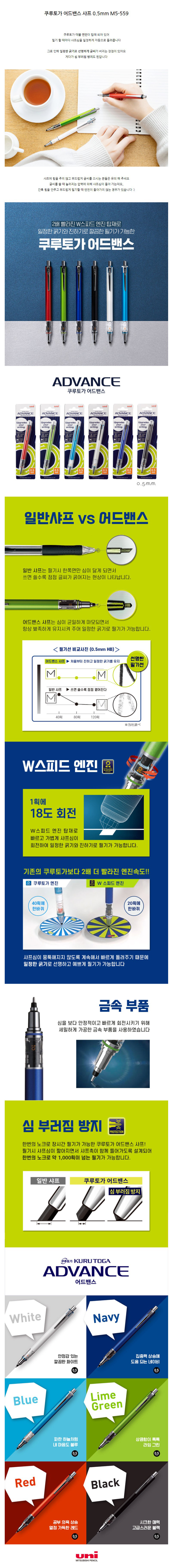 미쓰비시 펜슬 쿠루토가 어드밴스 샤프, 블랙, 0.5mm, 1개 상세 이미지 2