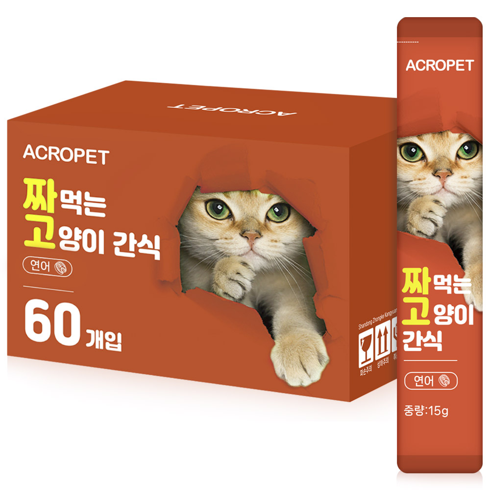 아크로펫 짜먹는 고양이 간식, 15g, 60개입, 연어